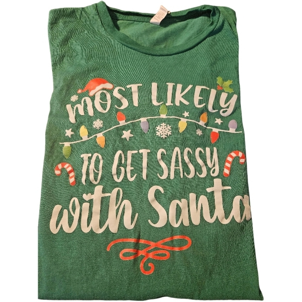 "Most Likely To Get Sassy With Santa" Christmas holiday t-shirt Small - Picture 6 of 8